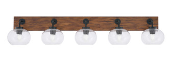 Oxbridge Five Light Bathroom Lighting in Matte Black & Painted Wood-look (200|1775-MBWG-202)