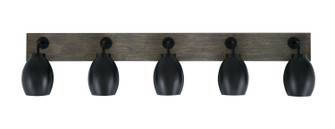 Oxbridge Five Light Bathroom Lighting in Matte Black & Painted Distressed Wood-look (200|1775-MBDW-426-MB)