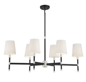 Brody Six Light Linear Chandelier in Matte Black with Polished Nickel Accents (51|1-1631-6-173)