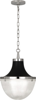 Brighton One Light Pendant in Polished Nickel Matte Black Shade Hood (165|S3391)