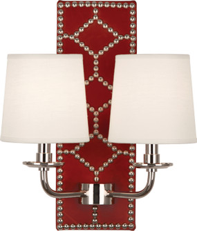 Williamsburg Lightfoot Two Light Wall Sconce in Dragons Blood Leather w/Nailhead and Polished Nickel (165|S1031)