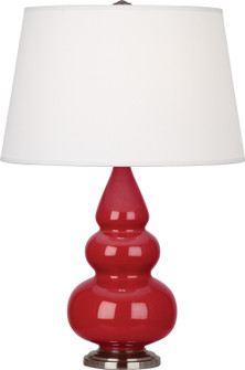 Small Triple Gourd One Light Accent Lamp in Ruby Red Glazed Ceramic w/Antique Silver (165|RR32X)