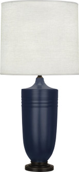 Michael Berman Hadrian One Light Table Lamp in Matte Midnight Blue Glazed Ceramic and Deep Patina Bronze (165|MMB28)