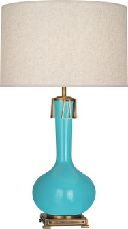 Athena One Light Table Lamp in Egg Blue Glazed Ceramic w/Aged Brass (165|EB992)