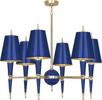 Jonathan Adler Versailles Six Light Chandelier in Navy Lacquered Paint w/Modern Brass (165|C904)