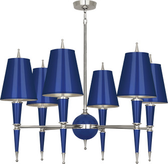 Jonathan Adler Versailles Six Light Chandelier in Navy Lacquered Paint w/Polished Nickel (165|C604)