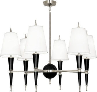 Jonathan Adler Versailles Six Light Chandelier in Black Lacquered Paint w/Polished Nickel (165|B604X)