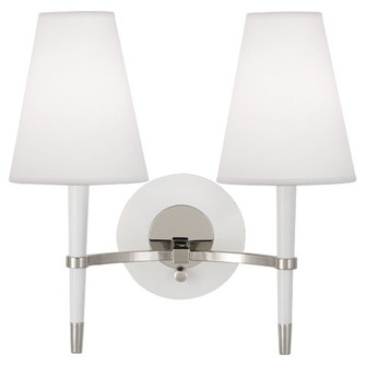 Jonathan Adler Ventana Two Light Wall Sconce in White Wood w/ Polished Nickel (165|AW771)
