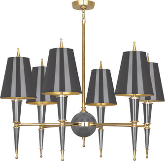 Jonathan Adler Versailles Six Light Chandelier in Ash Lacquered Paint w/Modern Brass (165|A904)