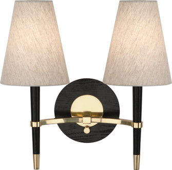 Jonathan Adler Ventana Two Light Wall Sconce in Ebony Wood w/Antique Brass (165|771)