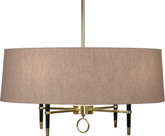 Jonathan Adler Ventana Four Light Chandelier in Ebony Wood w/Antique Natural Brass (165|685)