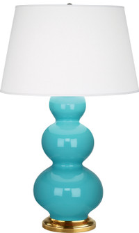 Triple Gourd One Light Table Lamp in Egg Blue Glazed Ceramic w/Antique Natural Brass (165|322X)