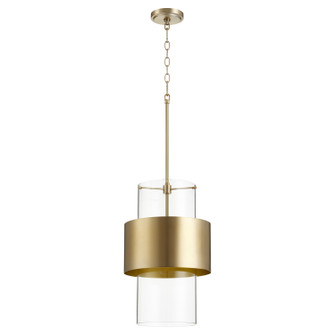 Glass Cylinder Drum Pendants One Light Pendant in Aged Brass (19|8013-80)