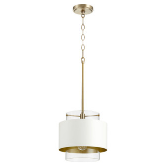Glass Cylinder Drum Pendants One Light Pendant in Aged Brass w/ Studio White (19|8012-0880)