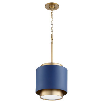 Drum Pendants One Light Pendant in Aged Brass w/ Blue (19|8010-3280)