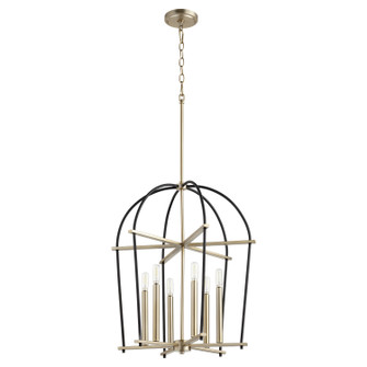 Espy Six Light Entry Pendant in Textured Black w/ Aged Brass (19|687-6-6980)
