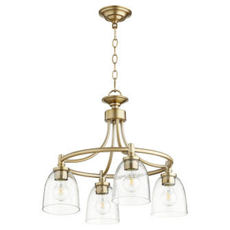 Rossington Four Light Chandelier in Aged Brass w/ Clear/Seeded (19|6422-4-280)