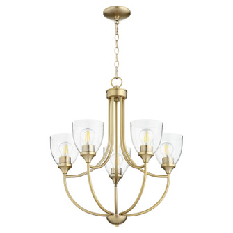 Enclave Five Light Chandelier in Aged Brass w/ Clear/Seeded (19|6059-5-280)