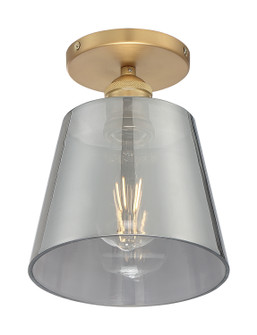 Motif One Light Semi Flush Mount in Brushed Brass / Smoked Glass (72|60-7323)