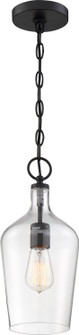 Hartley One Light Pendant in Matte Black / Clear Glass (72|60-6749)