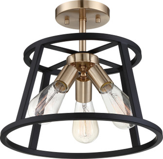 Chassis Three Light Semi Flush Mount in Copper Brushed Brass / Matte Black (72|60-6643)