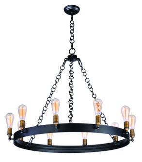 Noble Ten Light Chandelier in Black / Natural Aged Brass (16|26275BKNAB)