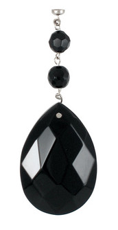 Faceted Almond Black Faceted Almond - 2 (3 Per Box) in Black (228|BLK-9789)