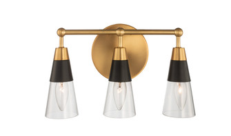 Ponti Three Light Bath in Matte Black w New Brass (33|513133BNB)