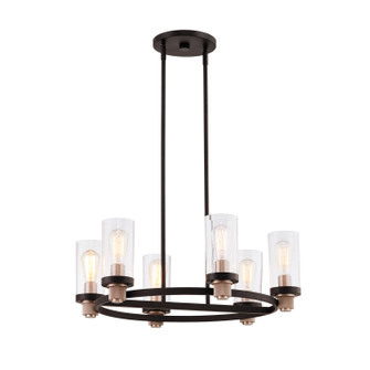 Fusion Six Light Chandelier in Matte Black w/ Brass (102|FSN-4363-SEED-MBBR)