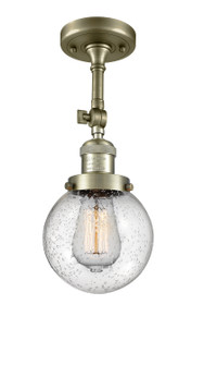 Franklin Restoration One Light Semi-Flush Mount in Antique Brass (405|201F-AB-G204-6)