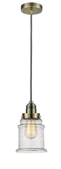Winchester One Light Mini Pendant in Antique Brass (405|100AB-10GY-2H-AB-G184)