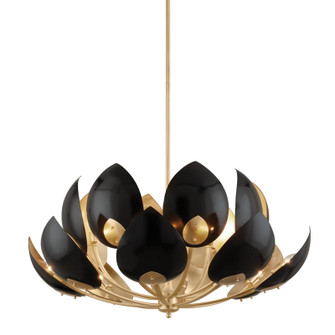 Lotus 16 Light Chandelier in Gold Leaf/Black (70|5739-GL/BK)