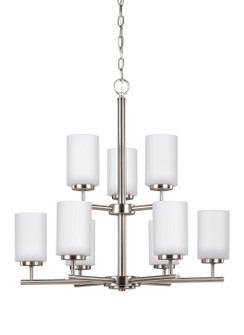 Oslo Nine Light Chandelier in Brushed Nickel (1|31162EN3-962)