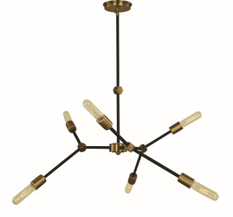 Kinetic Six Light Chandelier in Antique Brass and Matte Black (8|5630 AB/MBLACK)