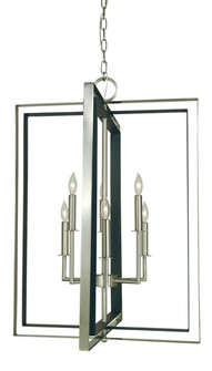 Symmetry Six Light Chandelier in Antique Brass with Matte Black (8|4865 AB/MBLACK)