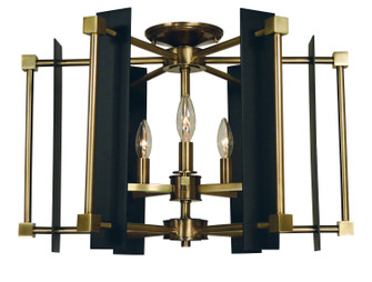 Louvre Five Light Flush / Semi-Flush Mount in Antique Brass with Matte Black Accents (8|4803 AB/MBLACK)