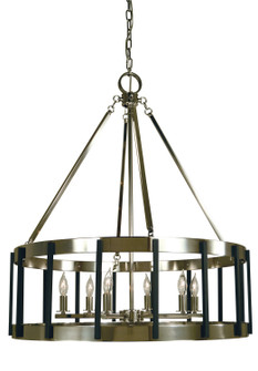 Pantheon Six Light Chandelier in Satin Pewter with Polished Nickel (8|4668 SP/PN)