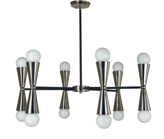 Equinox 12 Light Chandelier in Satin Brass with Matte Black Accents (8|3036 SB/MBLACK)