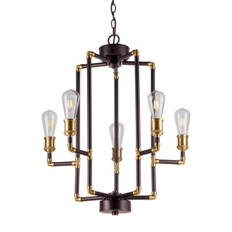 Piper Five Light Chandelier in Black and Antique Brass (112|7116-05-51)