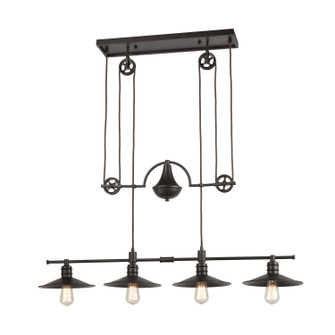 Spindle Wheel Four Light Linear Chandelier in Oil Rubbed Bronze (45|69089/4)
