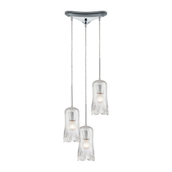 Hand Formed Glass Three Light Pendant in Polished Chrome (45|21165/3)