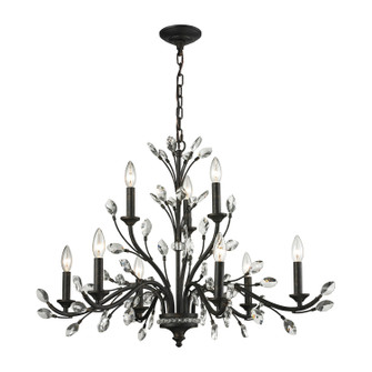 Crystal Branches Nine Light Chandelier in Burnt Bronze (45|11776/6+3)