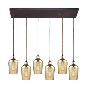 Hammered Glass Six Light Pendant in Oil Rubbed Bronze (45|10840/6RC)