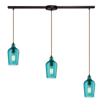 Hammered Glass Three Light Pendant in Oil Rubbed Bronze (45|10331/3L-HAQ)