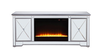 Modern TV Stand With Fireplace Insert in Antique Silver (173|MF601S-F2)