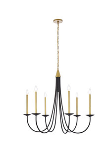 Cohen Six Light Pendant in Black And Brass (173|LD810D36BRK)