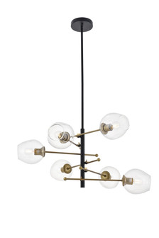 Paragon Six Light Pendant in Matte Black and Brass (173|LD5053D32BRB)