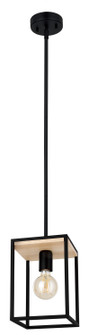 Libertad Three Light Linear Pendant in Structured Black & Natural Wood (217|99855A)