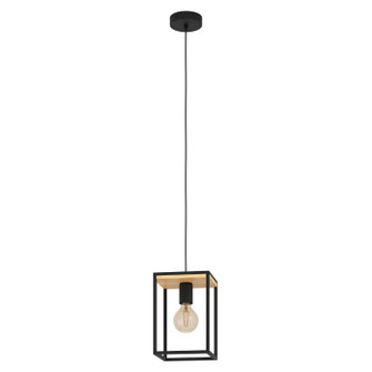 Libertad One Light Pendant in Structured Black & Natural Wood (217|99795A)