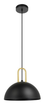 Calmanera One Light Pendant in Structured Black w/ Brushed Brass Accents (217|99693A)